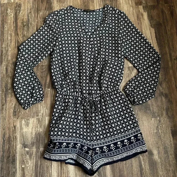 Dynamite Blue and White Polka Dot Jumpsuit with Wide-Leg Design - Picture 1 of 6